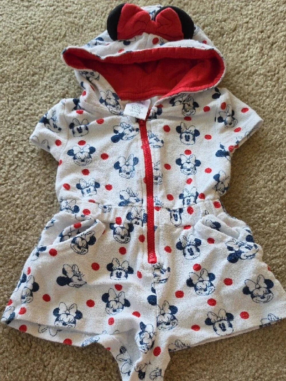 Disney Minnie Mouse Hooded Swim Coverup Romper Size 2T